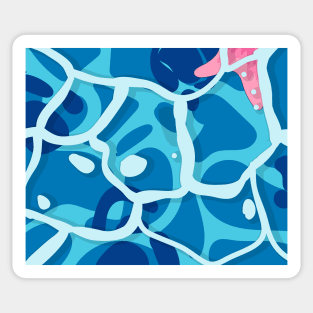 Summer beach tropical clear ocean water with pink fish Sticker